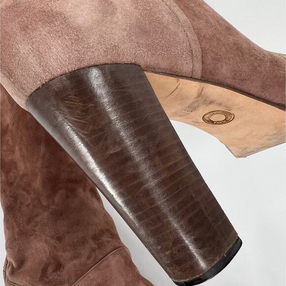 LORO PIANA Suede Knee High Boots Womens 39 Light Brown Sharmaine Cashmere Lined - Picture 16 of 16